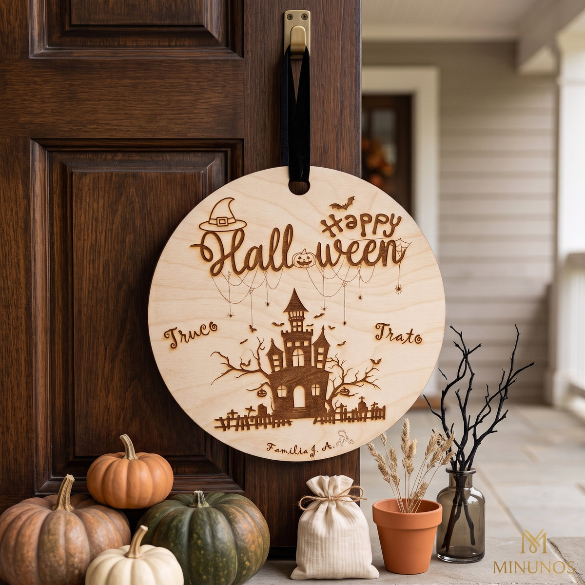 Placa madera Halloween