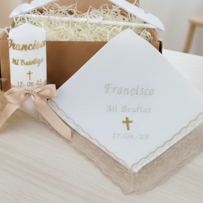 Pack vela y pañuelo bautizo