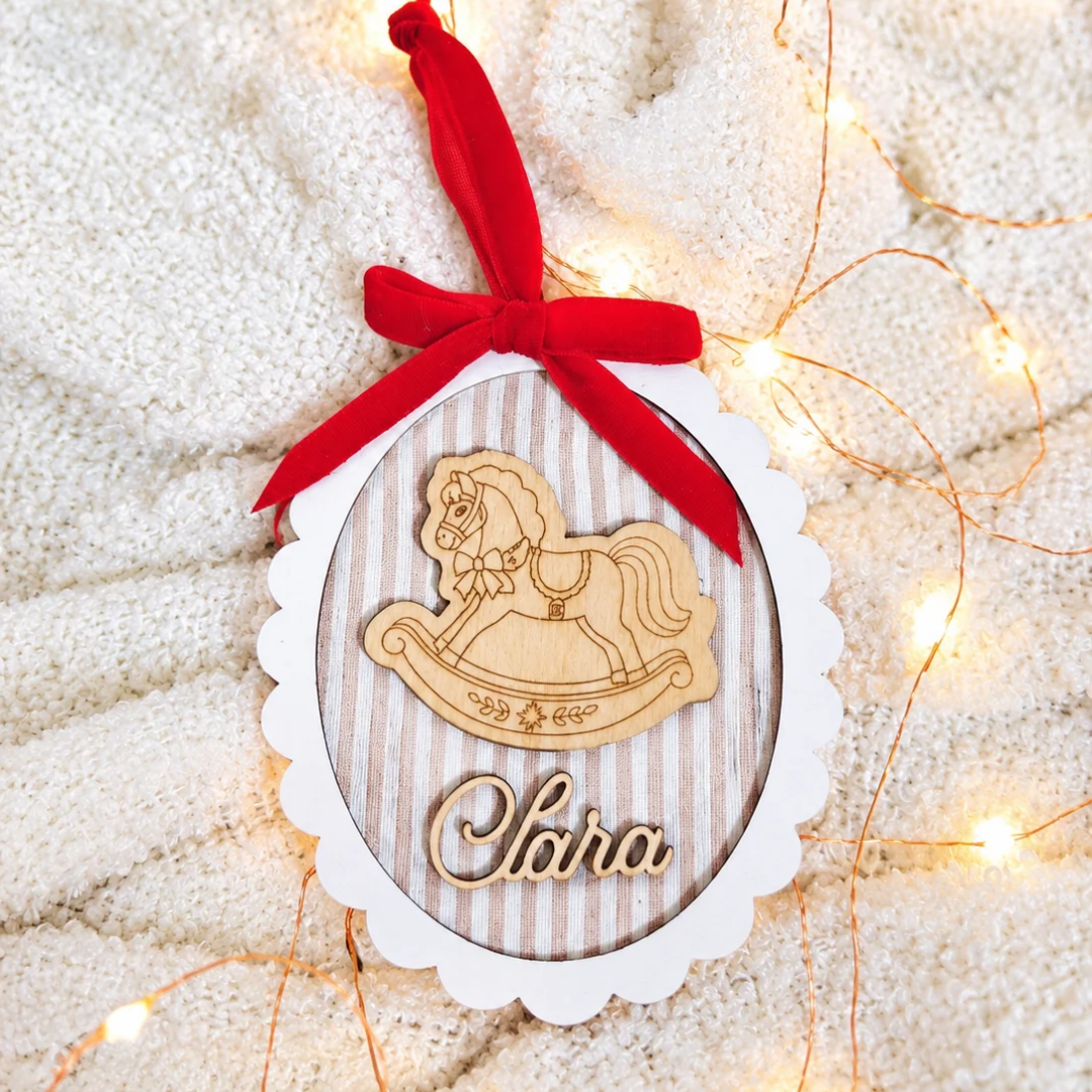 Adorno Navidad Árbol madera personalizado