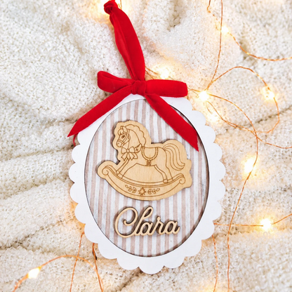 Adorno Navidad Árbol madera personalizado