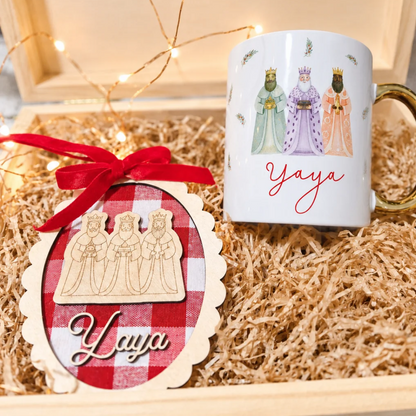 Adorno Navidad Árbol madera personalizado