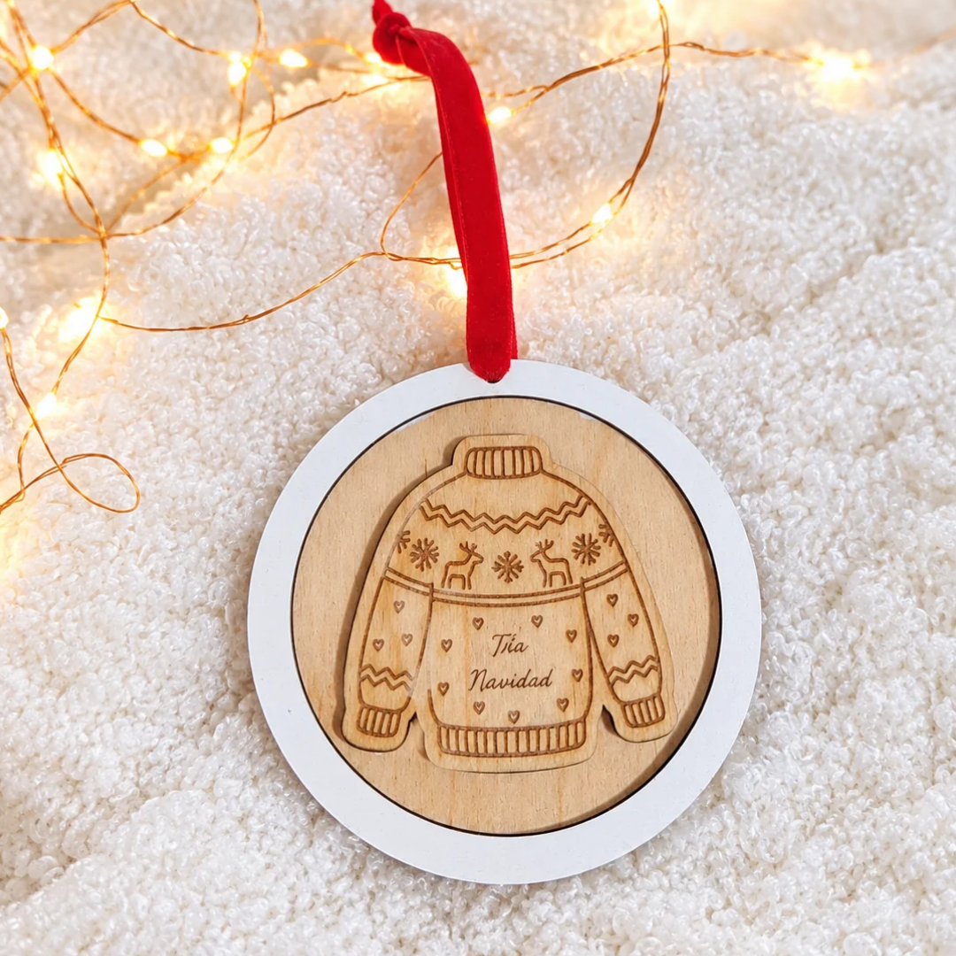 Adorno Navidad Árbol madera personalizado
