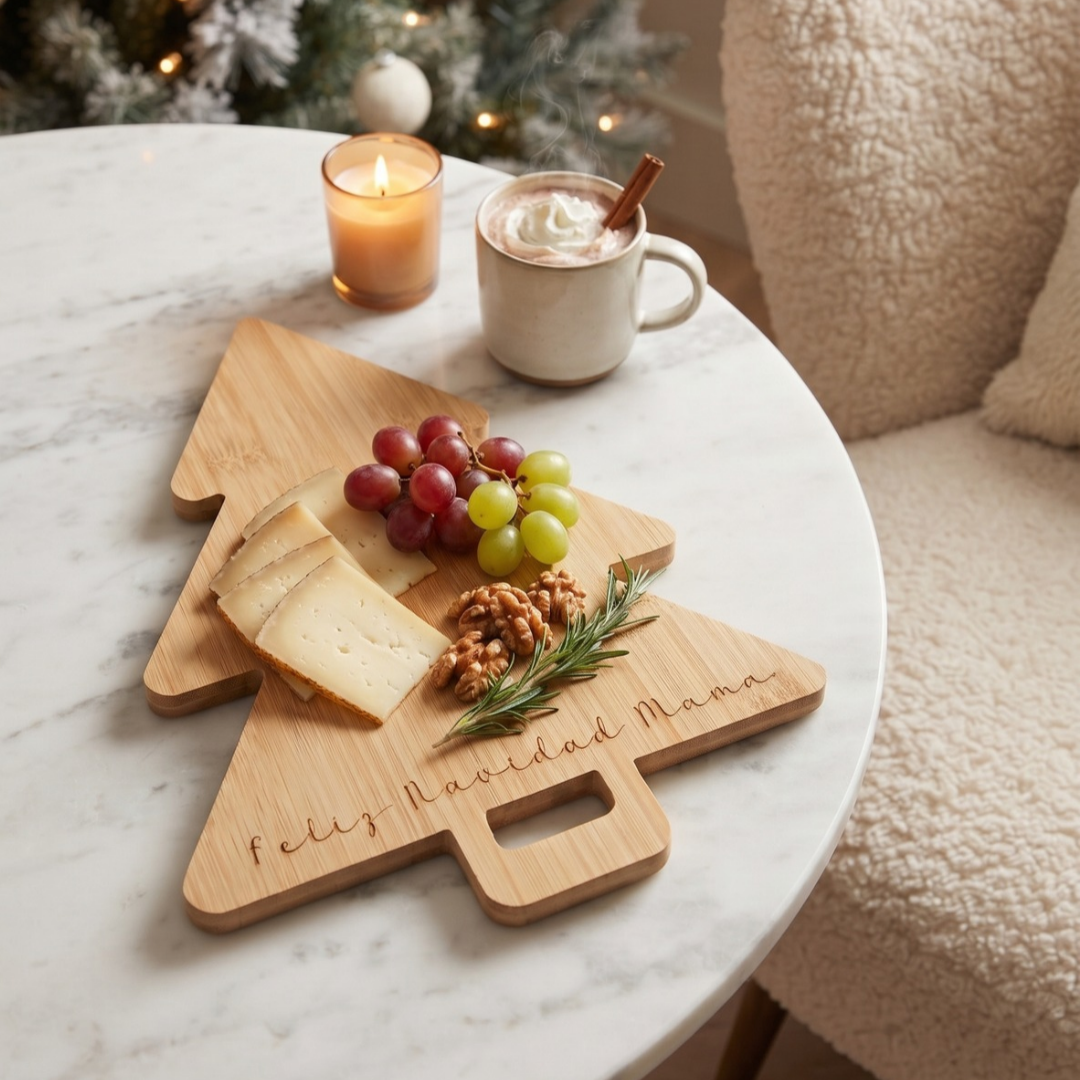 Tabla madera grabada Árbol Navidad