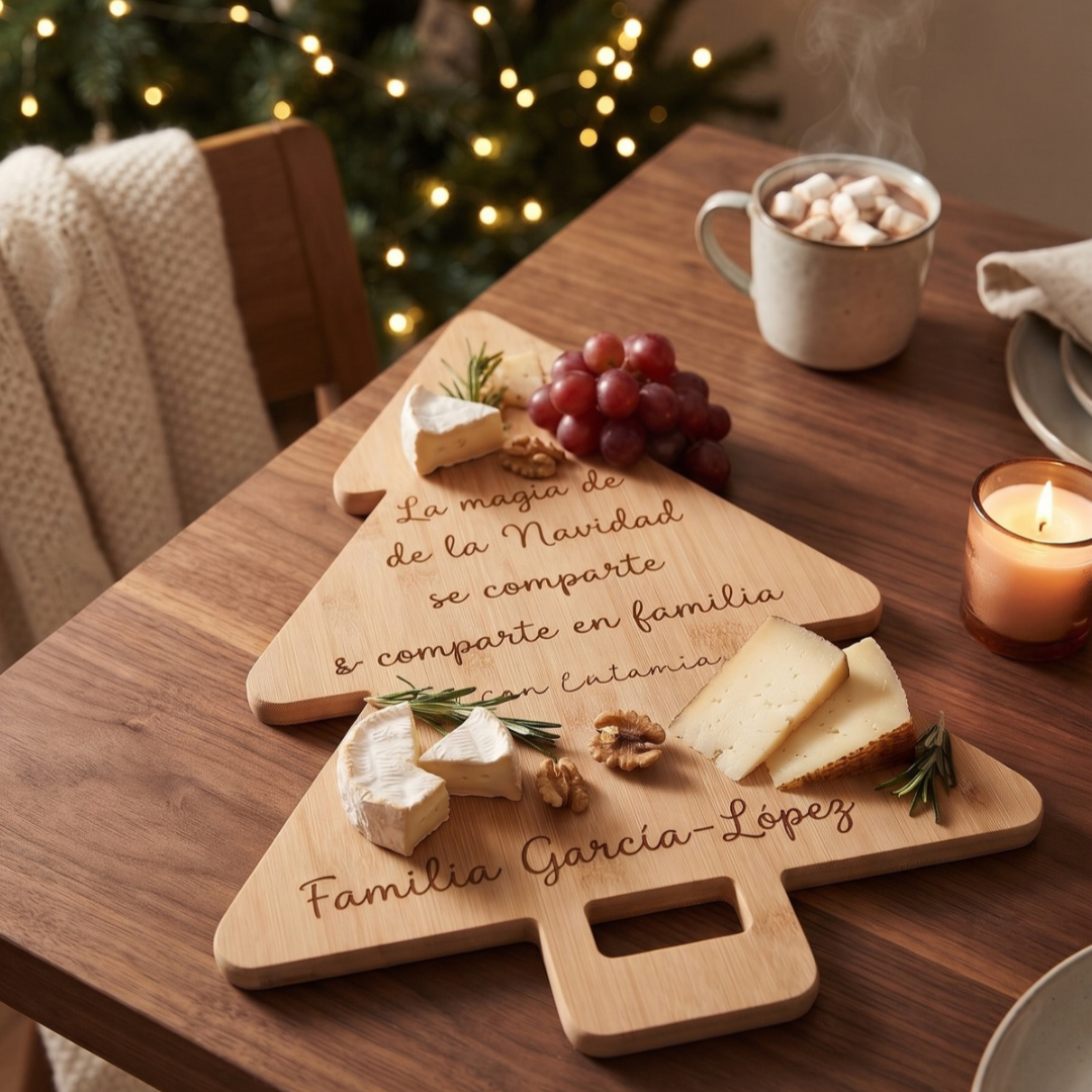 Tabla madera grabada Árbol Navidad