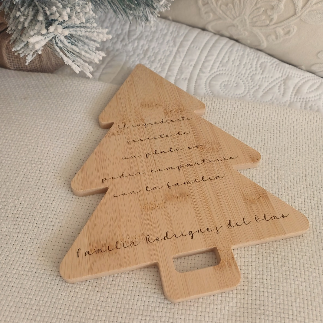 Tabla madera grabada Árbol Navidad