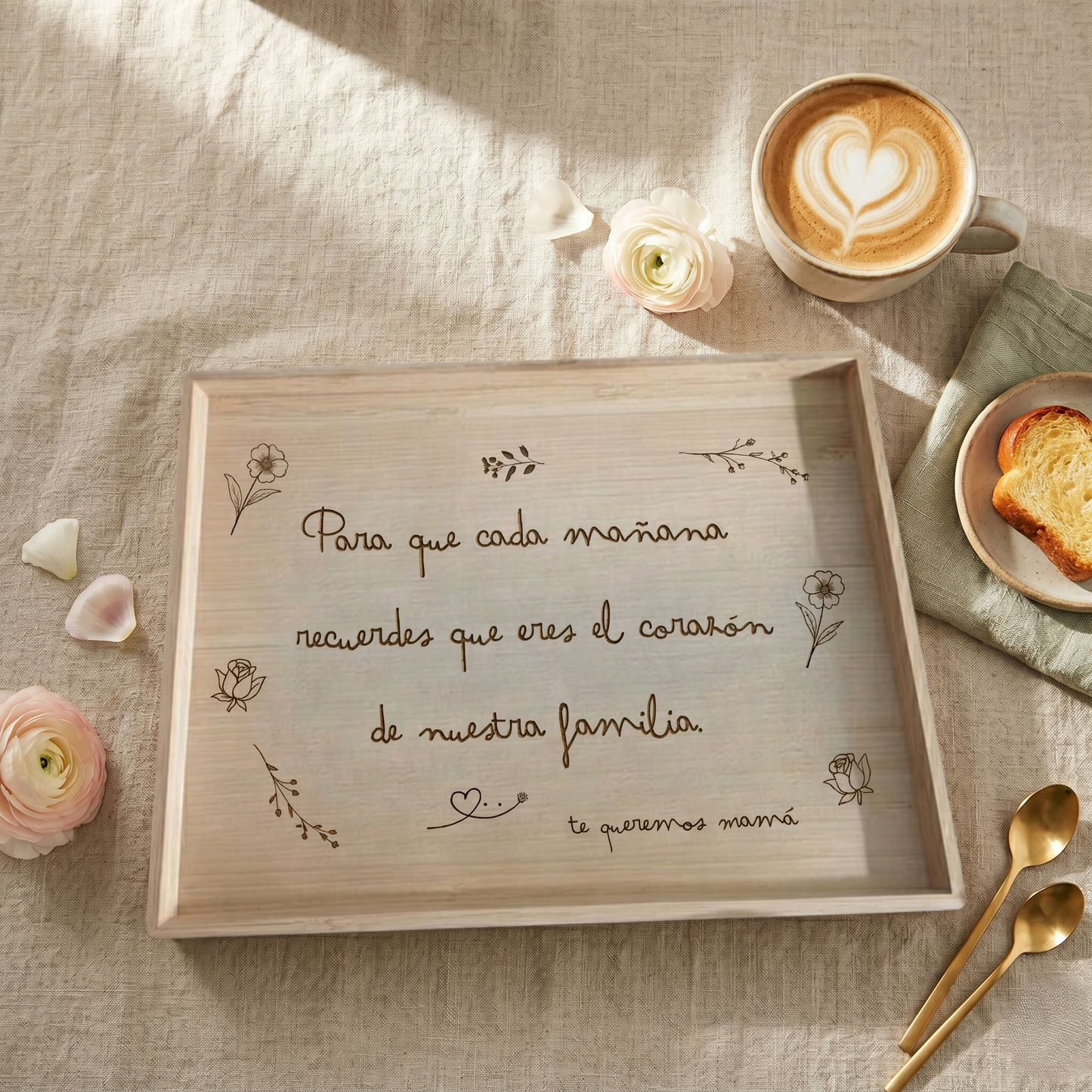 Bandeja madera grabada