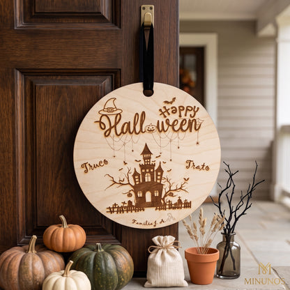 Placa madera Halloween