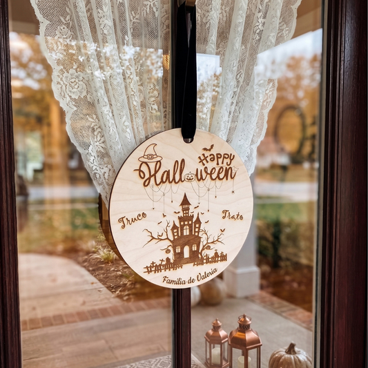 Placa madera Halloween