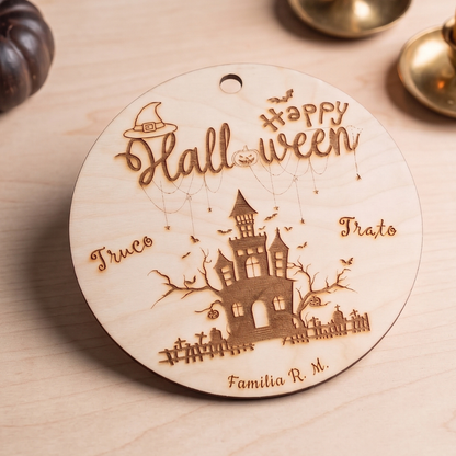 Placa madera Halloween