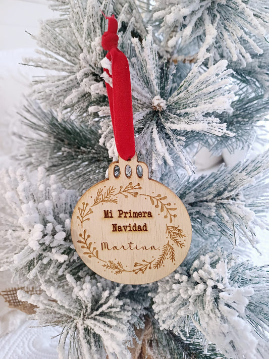 Bola madera navideña personalizado