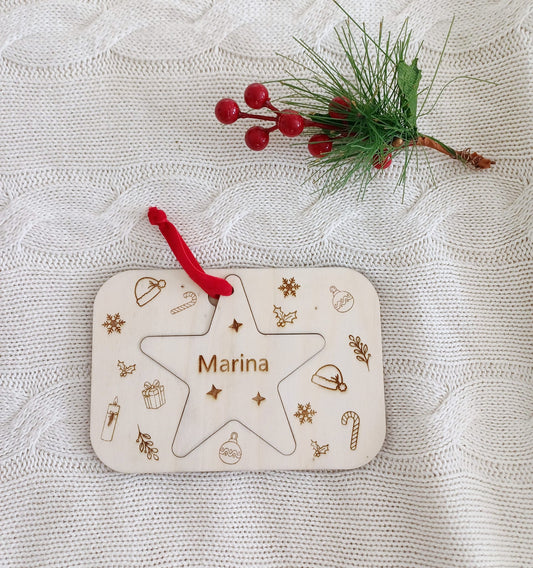 Puzzle estrella madera para árbol