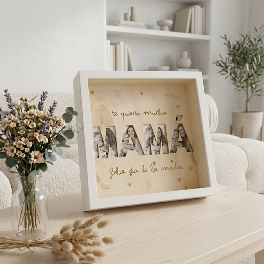 Marco de fotos  grabado en madera