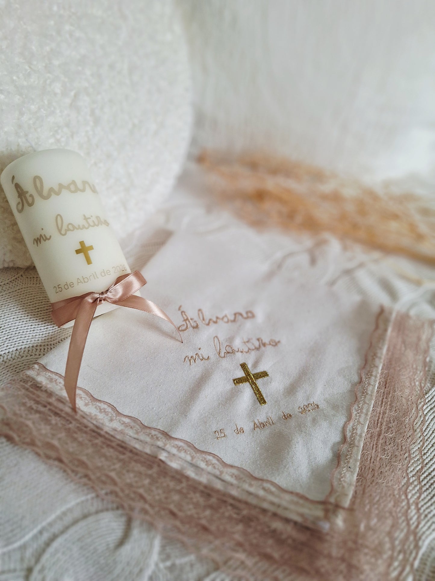 Pack vela y pañuelo bautizo