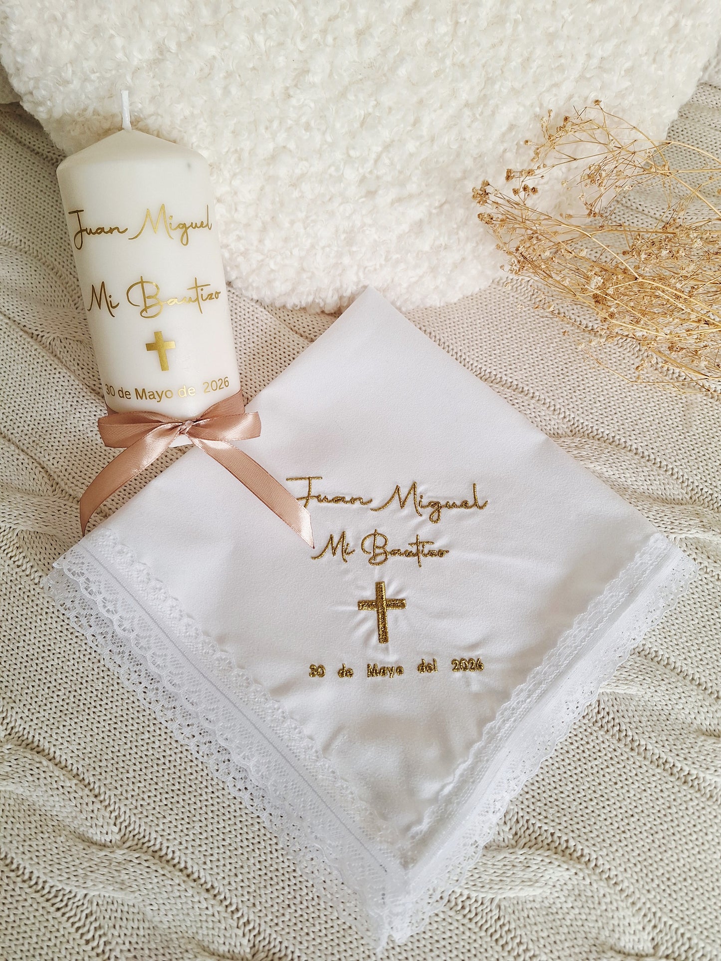 Pack vela y pañuelo bautizo