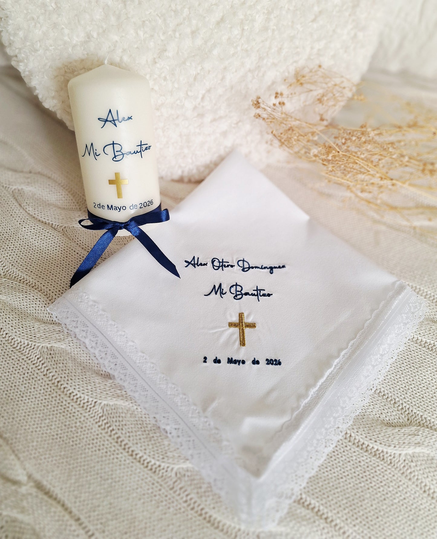 Pack vela y pañuelo bautizo